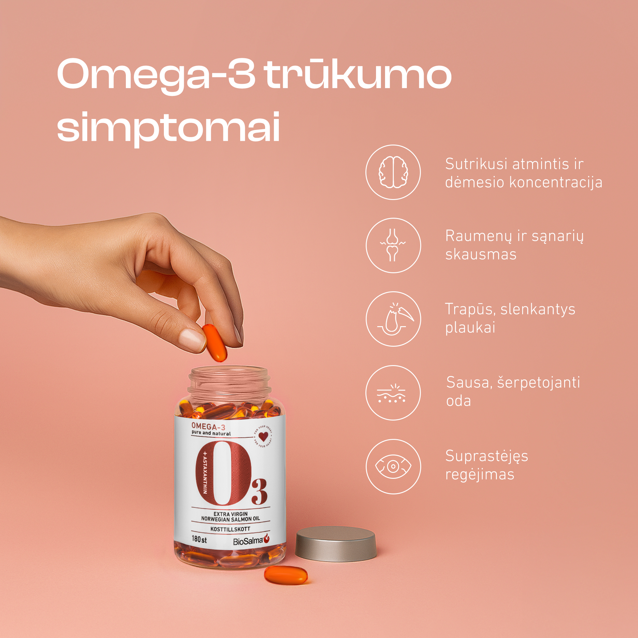 Omega-3 Pure Norwegian Salmon Fish Oil, 180 capsules