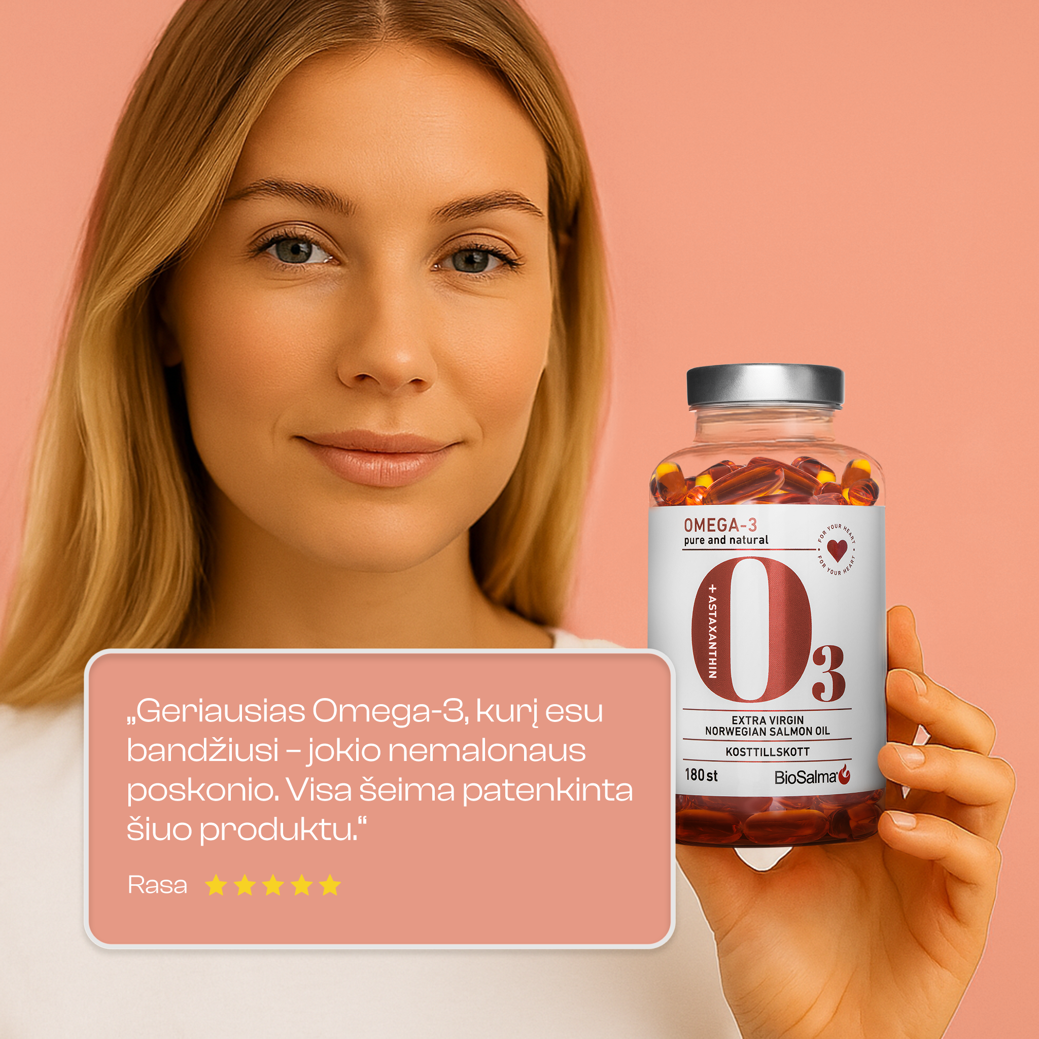 Omega-3 Pure Norwegian Salmon Fish Oil, 180 capsules
