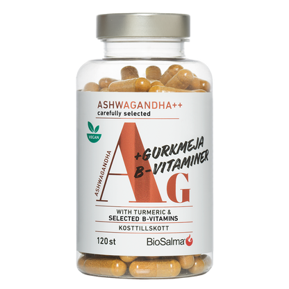 Ashwagandha with turmeric and Vitamin B, 120 capsules