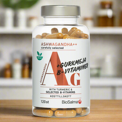 Ashwagandha with turmeric and Vitamin B, 120 capsules