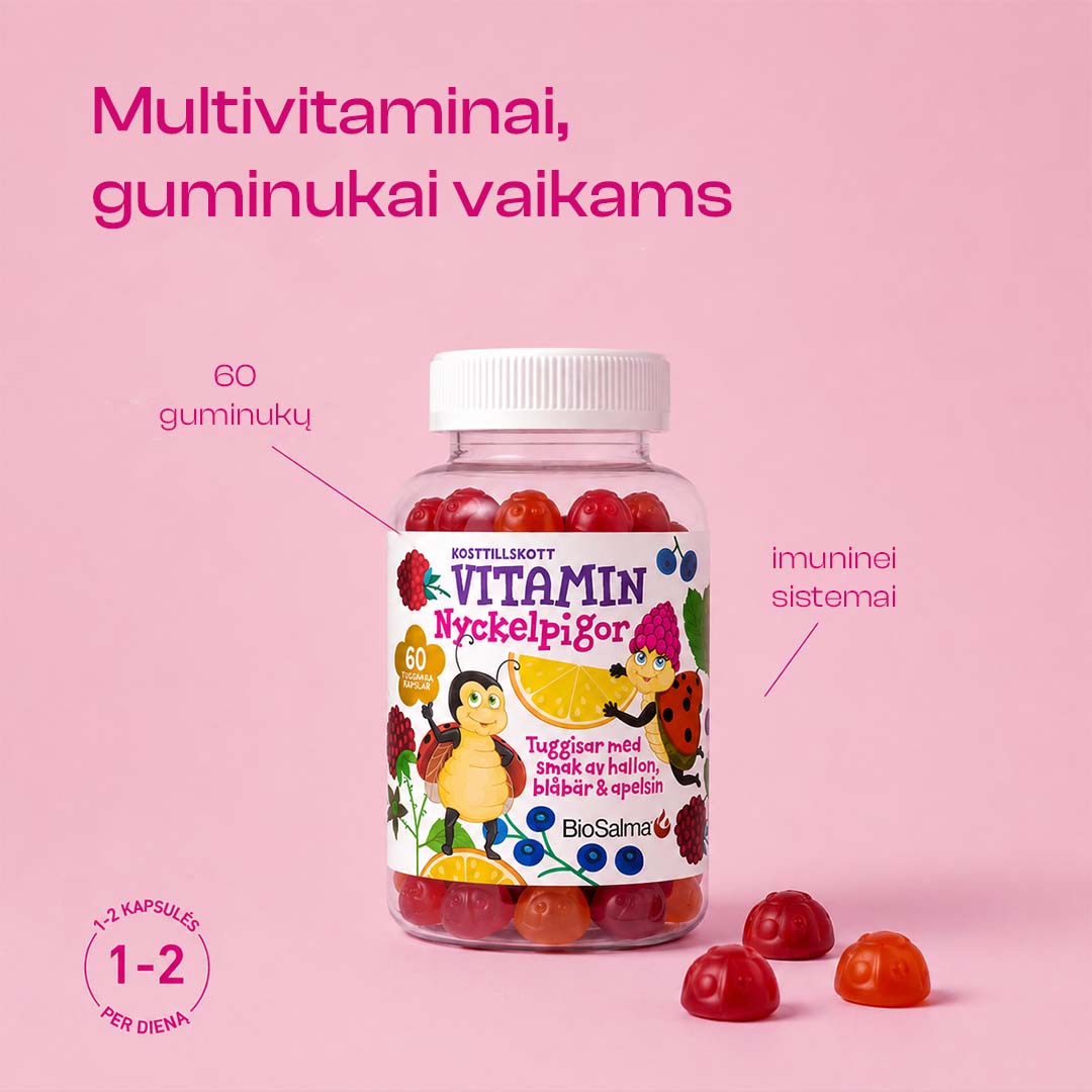 Multivitaminai guminukai vaikams „BORUŽĖLĖS“, 60 guminukų