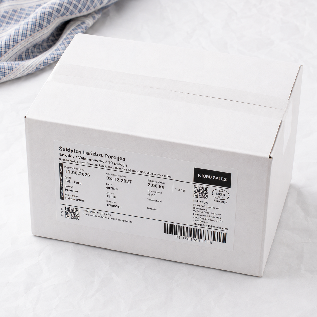 Atlantinės lašišos filė porcijos, 195-210g, 10vnt dėžė