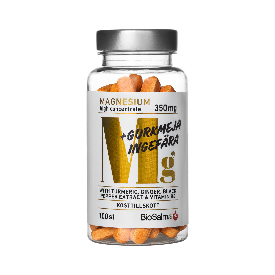 Magnesium with extracts of turmeric, ginger and black pepper, 100 tablets