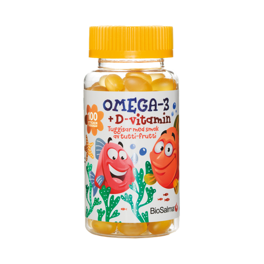 Omega-3 fish oil for children with Vitamin D3, E and K, 100 chewable capsules