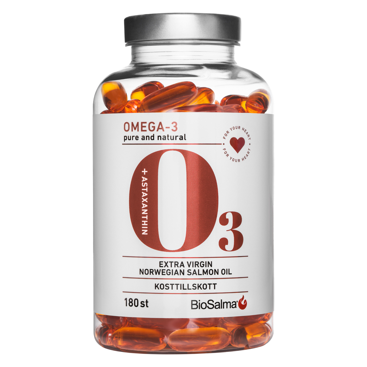 Pure salmon fish oil Omega-3, 180 capsules