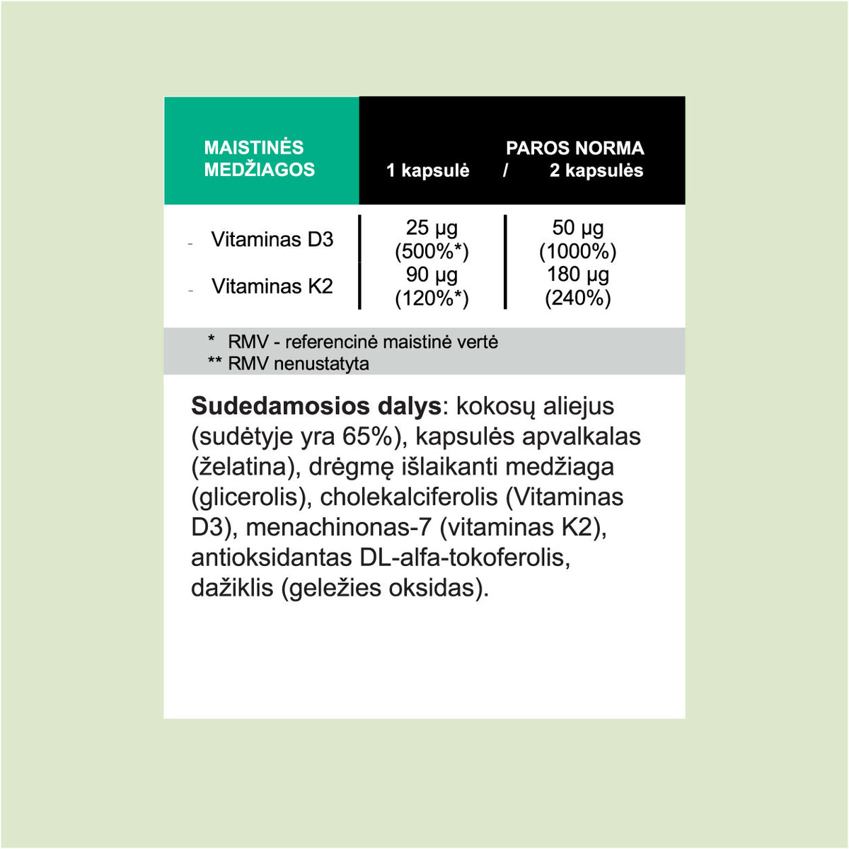 Vitamin K2 + Vitamin D3, 100 pcs.
