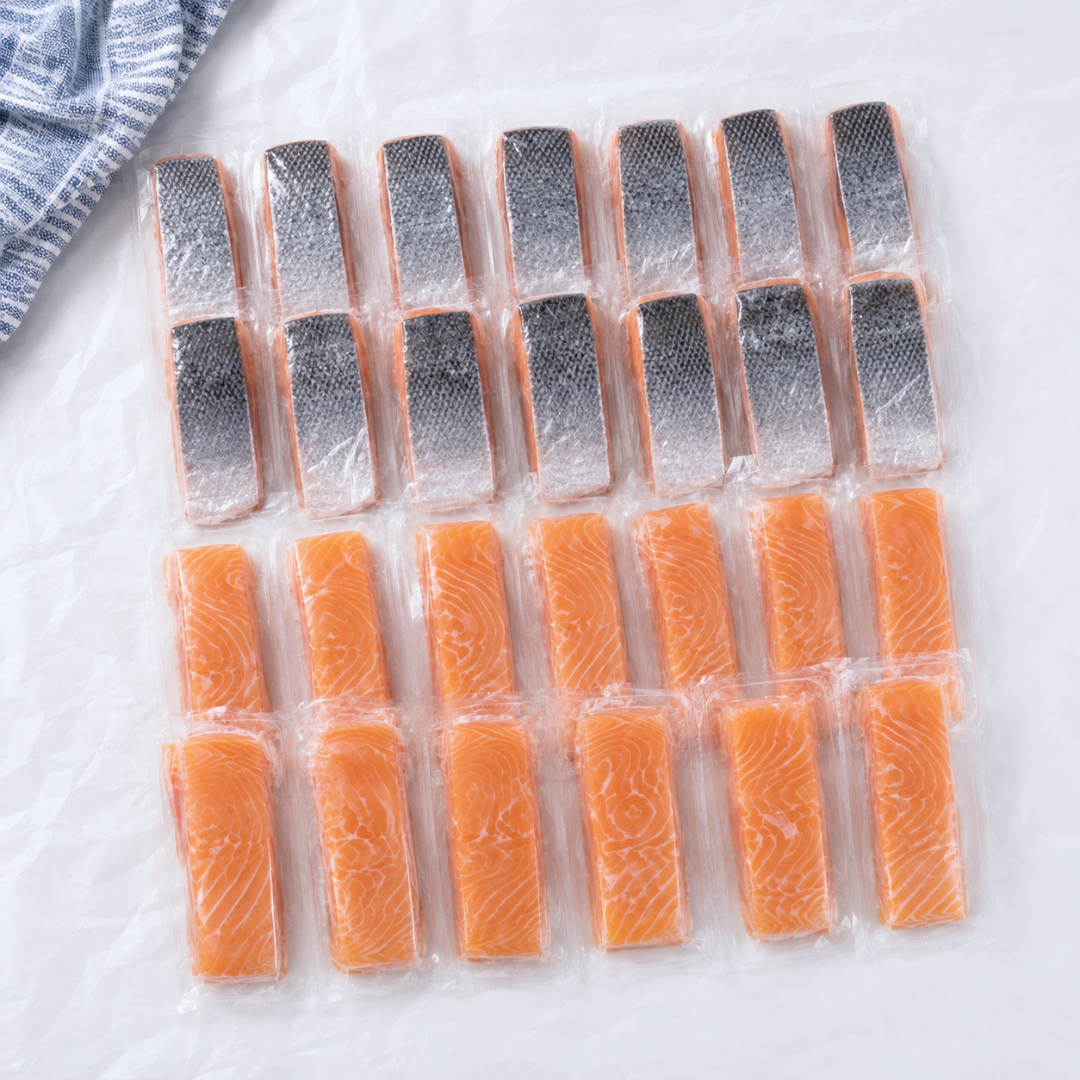 Atlantinės lašišos filė su oda, premium, 125g