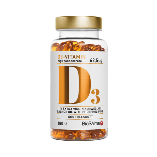 Vitamin D3 (2500IU) + Omega3 salmon oil, 180 capsules